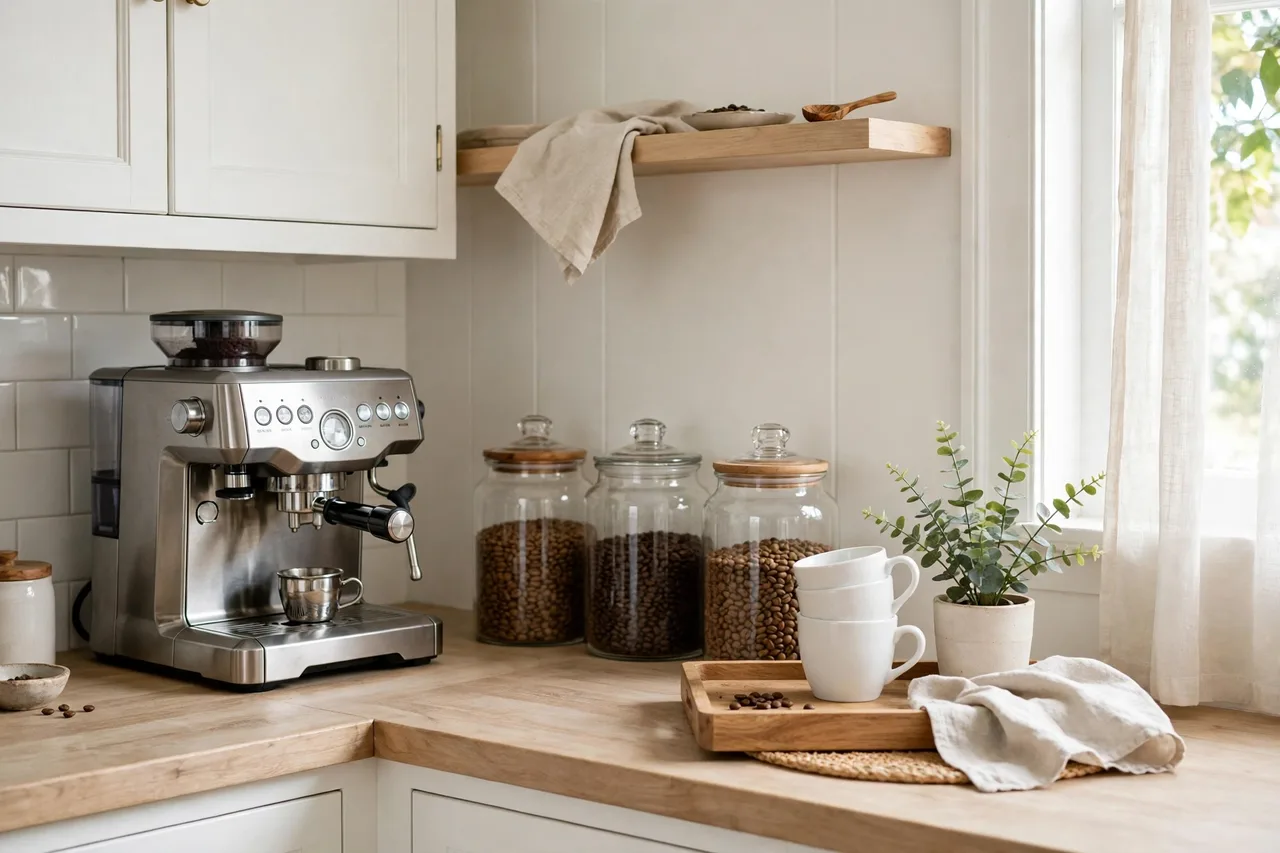 Coffee Bar Ideas: 18 Ways to Build a Cozy Coffee Station at Home (Counter, Cart, Cabinet & Tiny-Space Setups)