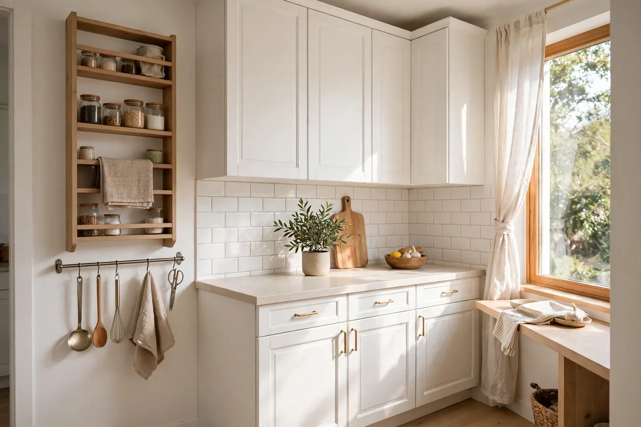 Small bright white kitchen that feels spacious