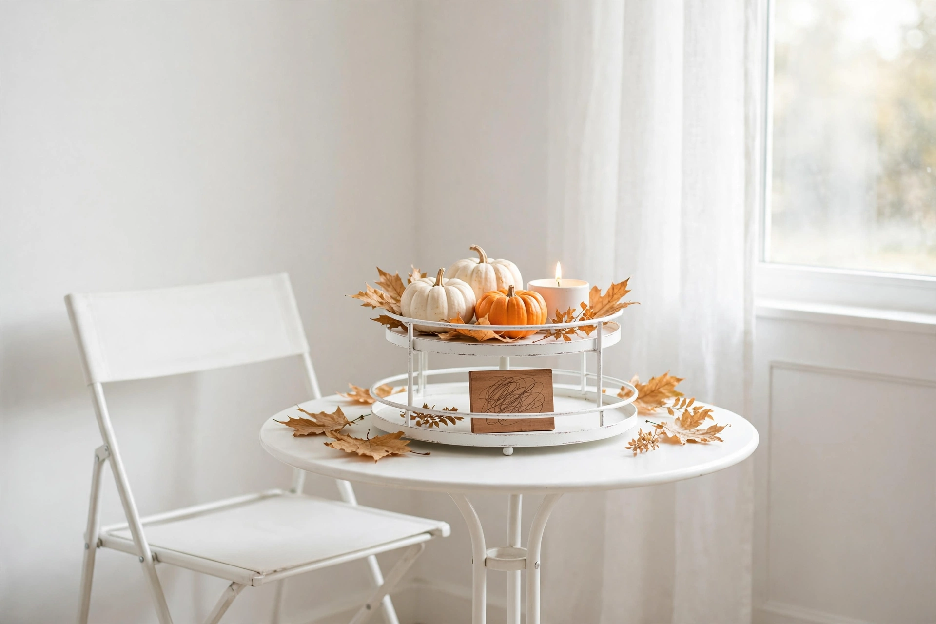 tiered tray thanksgiving centerpiece for a small table